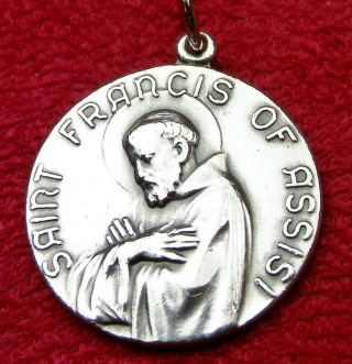 Vintage Catholic St.  Francis Receiving Stigmata Sterling Silver Pilgrimage Medal