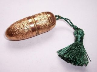 Antique/vintage Brass Sewing Etui/needle Case - Acorn Shape - Complete