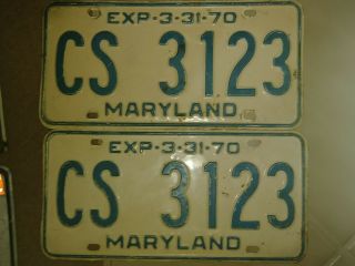1970 Maryland License Plate Set