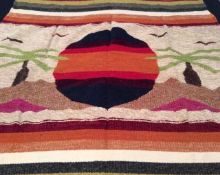 Mexican Hand Woven Rug Blanket Tapestry Chenille 47 " X 80 " Sun Beach Scene