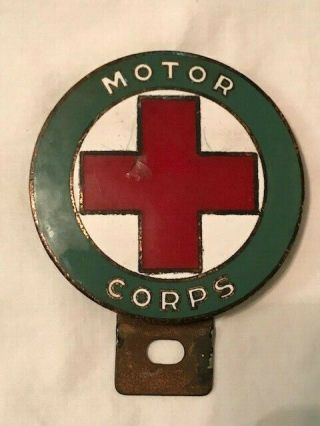 Motor Corps Red Cross License Plate Topper/badge