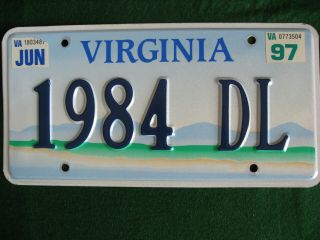 Virginia " 1984 Dl " Vanity License Plate For Volvo 200 Series Cars