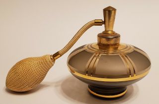 Rare Vintage Perfume Bottle With Atomize - Germany - Holmspray Style Gold Stripe