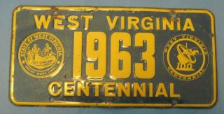 1963 West Virginia Centennial Front License Plate