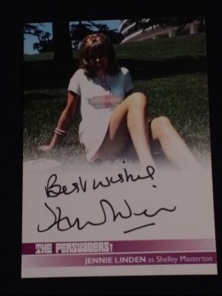 The Persuaders Autograph Card Jl3 Signed By Jennie Linden As Shelley Masterton