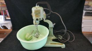 Vintage Star - Rite Magic Maid Model B Jadeite Green Mixer W/ Bowl