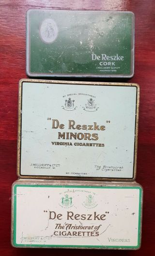 3 X De Reszke Cigarette Tobacco Tins