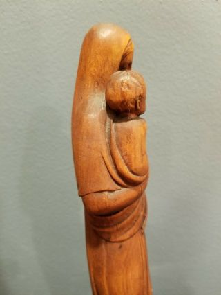 Rare Antique Vintage Hand Carved Mary and Baby Jesus Wood Statue 12 