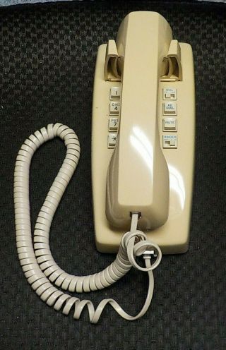 Vtg At&t Corded Wall Mounted Tan Dial Telephone Trd100