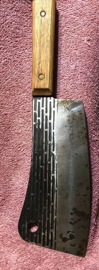 Vintage Forgecraft Hi - Carbon Steel Meat Cleaver Handle 7 " Blade Knife Hearth