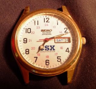 Vintage Seiko Railroad Approved Csx Transportation Wrist Watch,  Battery