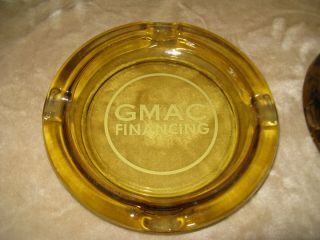 Vintage Gmac Financing Amber Glass Promotional Table Or Stand Ashtray 8 "