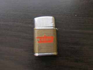 Vintage Rare Small Flat Advertising Lighter Crown Gas Station Japan Hadson