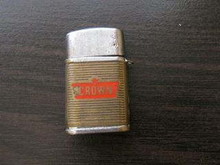 Vintage Rare Small Flat Advertising Lighter Crown Gas Station Japan Hadson 2