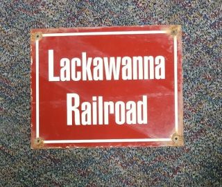 Vintage Lackawanna Railroad Porcelain Sign.