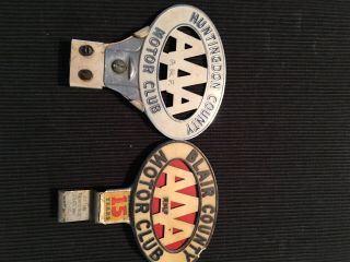 2 Vintage Aaa License Plate Toppers