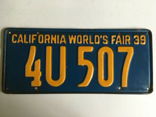 1939 California License Plate World 
