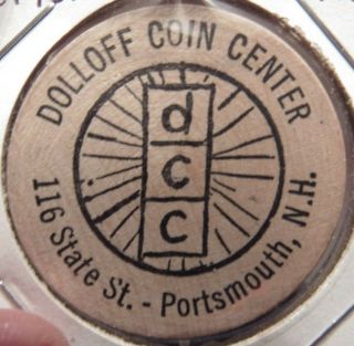 Vintage Dolloff Coin Center Portsmouth,  Nh Wooden Nickel - Token Hampshire