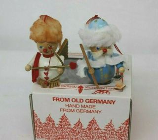 2 Steinbach Wooden Christmas Ornament Boxed With Tag - Cupid & Ice Santa