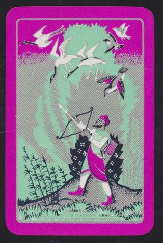 1 Single Vintage Swap/playing Card En Persian Hunter Birds 