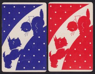 2 Single Vintage Swap/playing Cards Cat,  Scottie Dog Id 