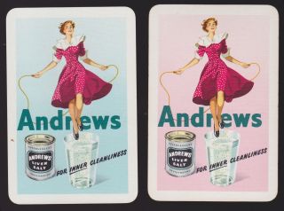 2 Single Vintage Swap/playing Cards Andrews Liver Salt Skipping Girls Ladies