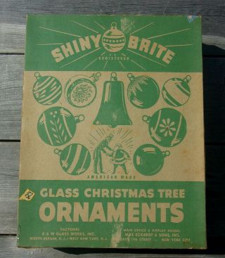 Big Vtg 1940 ' s Christmas SHINY BRITE BOX ONLY Empty for Glass Ornaments Dividers 2