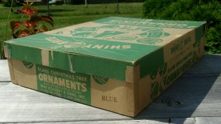 Big Vtg 1940 ' s Christmas SHINY BRITE BOX ONLY Empty for Glass Ornaments Dividers 4