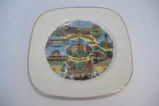 Hot Springs National Park Arkansas Vintage Souvenir Ceramic Plate 7.  75 Inch