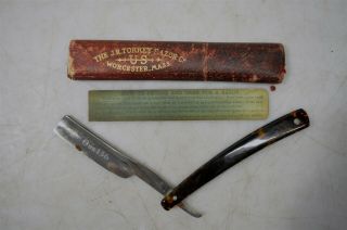 Vintage J.  R.  Torrey Straight Razor W/ Case Shaving Grooming Barber Cosmetology