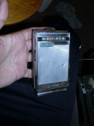 Vintage Sears Silvertone Solid State 8 Am Transistor Radio Black W / Strap