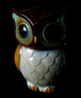 Vintage Owl Ceramic Cookie Jar / Kitchen Canister