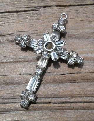 Vintage Sterling Silver Rhinestone Cross Stanhope Lords Prayer