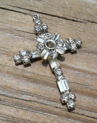 Vintage Sterling Silver Rhinestone Cross Stanhope Lords Prayer 5