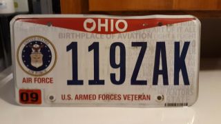 Ohio Pride Air Force Us Armed Forces Veteran License Plate