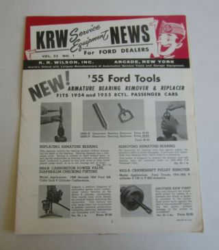 Old 1955 Krw Service Equipment Brochure For Ford Dealers - Arcade York