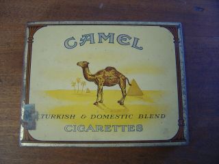 Vintage Tin Camel Cigarettes Tin Box 5.  5 " X 4.  5 " W/tax Stamp