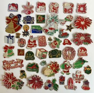 100,  Vintage Christmas Metallic Seals Labels Stickers Gift Tags Santa Bells Deer