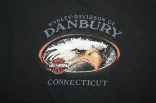 Vintage 2002 Harley Davidson USA Black T - Shirt Danbury Connecticut Eagle biker 5