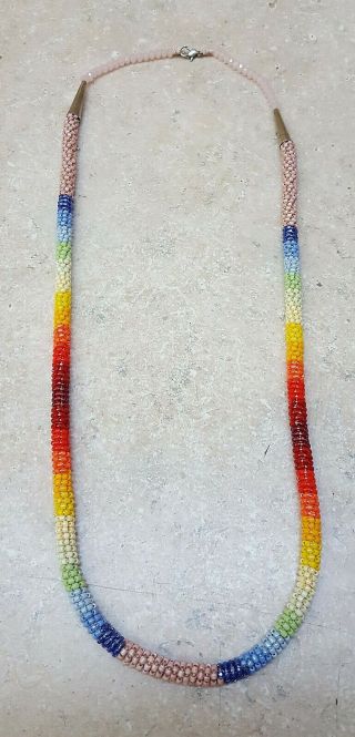 27 " Hand Crafted Cut And Glass Beaded Native American Indian Necklace