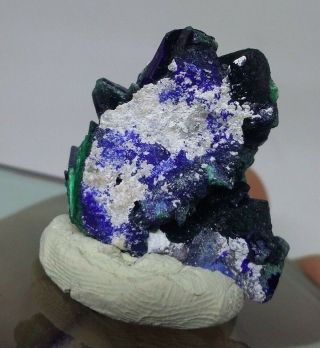 Azurite And Malachite Crystals.  Milpillas Mexico