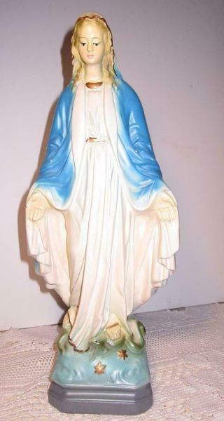 Vintage Chalkware Statue Of Virgin Mary 13 " Tall