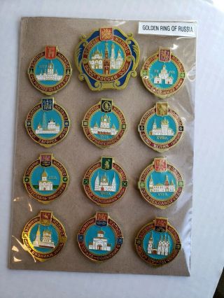 Golden Ring Of Russia Cities Tourist Enamel Pins Set Of 12