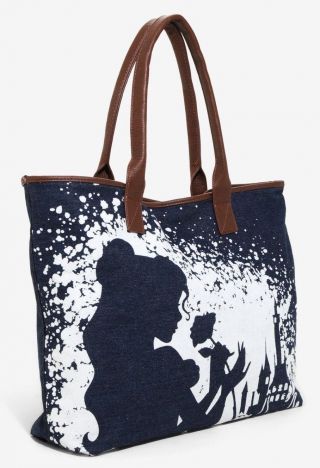 Disney Beauty And The Beast BATB Belle Bleached Denim Tote Purse Loungefly NWT 3
