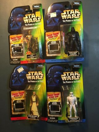 Star Wars The Power Of The Force - Set Of 4 Figures W/freeze Frame Action