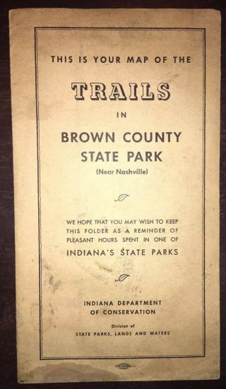 Vintage Map Of The Roads And Trails In Brown County State Park Nashville Indiana