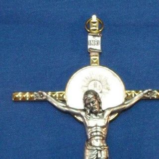 Large 6 3/8 - 3 3/8 Two Tone Pectoral Crucifix Croos For Large Catholic Rosary