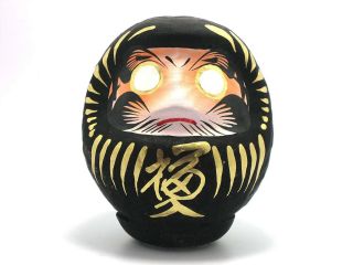 Japanese 3.  75 " H Black Daruma Doll For Luck & Good Fortune No Evil,  Made In Japan