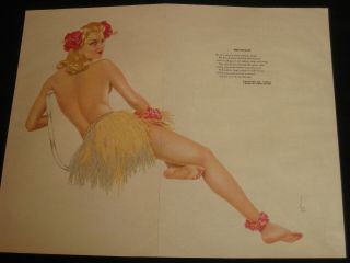 2/1942 Esquire Gatefold Alberto Vargas Hawaiian Hula Girl Sexy Pinup Guar Old