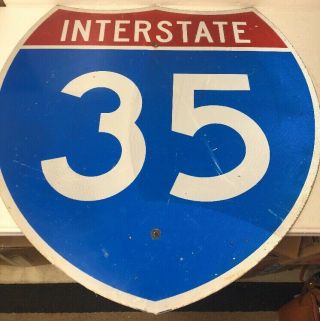 Huge Authentic Retired Texas Interstate 35 Highway Sign San Antonio Austin Waco